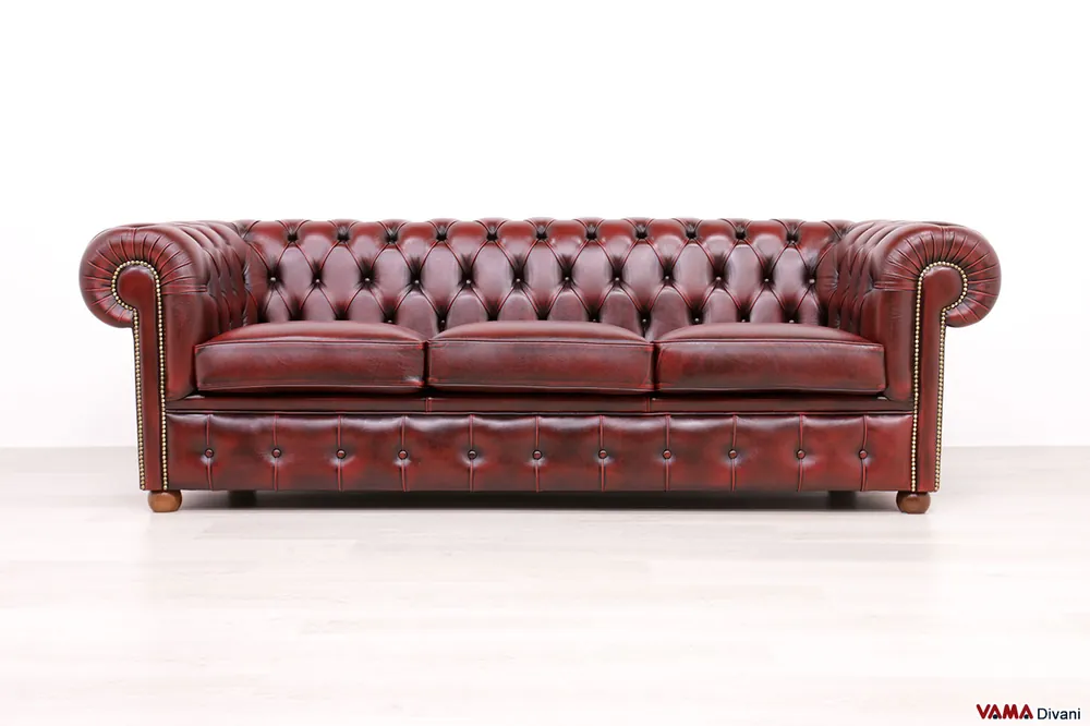 Divano Chester England 3 Posti Rosso