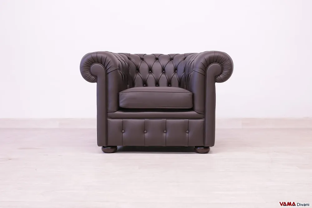 Poltrona Chesterfield colore Marrone Cioccolato