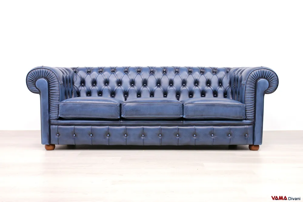 Divano Chesterfield 3 posti blu
