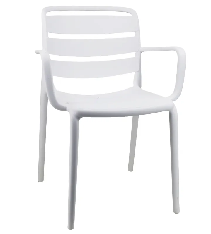 Sedia MAREA con Braccioli in Polipropilene Anti-UV Impilabile BIANCO – Outdoor, Giardino e Bar