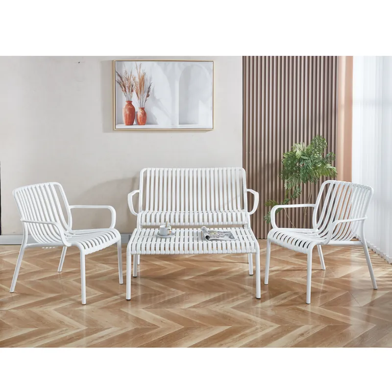 NEXO – Salotto da giardino in polipropilene anti-UV – Set 4 pezzi -BIANCO