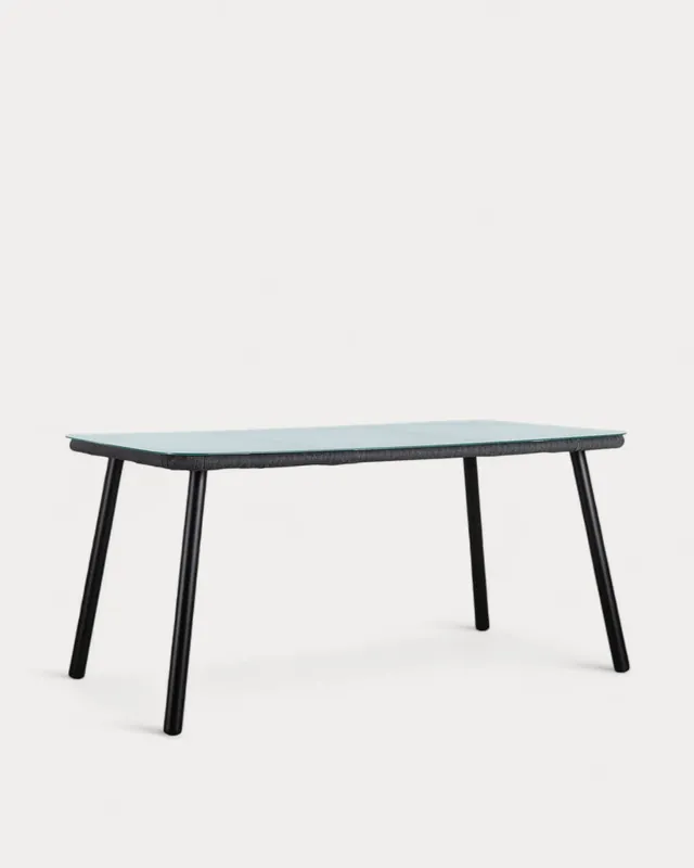 Tavolo da Pranzo Rettangolare in Alluminio e Cristallo (160x90 cm) Drian