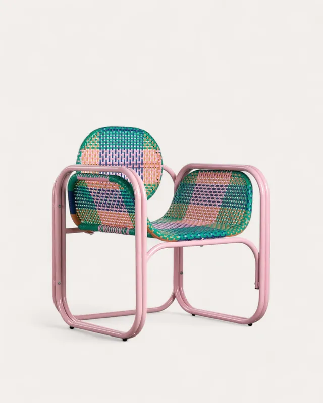 Poltrona con Braccioli in Alluminio e Rattan Sintetico Emba Studio