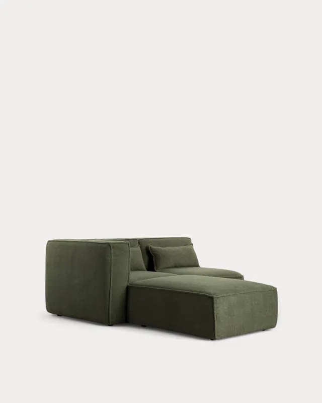 Divano Angolare Modulare in 2 Pezzi e Pouf in Tessuto Bouclé Kilhe