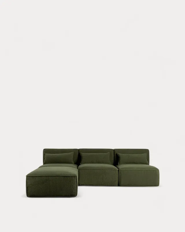 Divano Modulare 3 Pezzi e Pouf in Tessuto Bouclé Kilhe