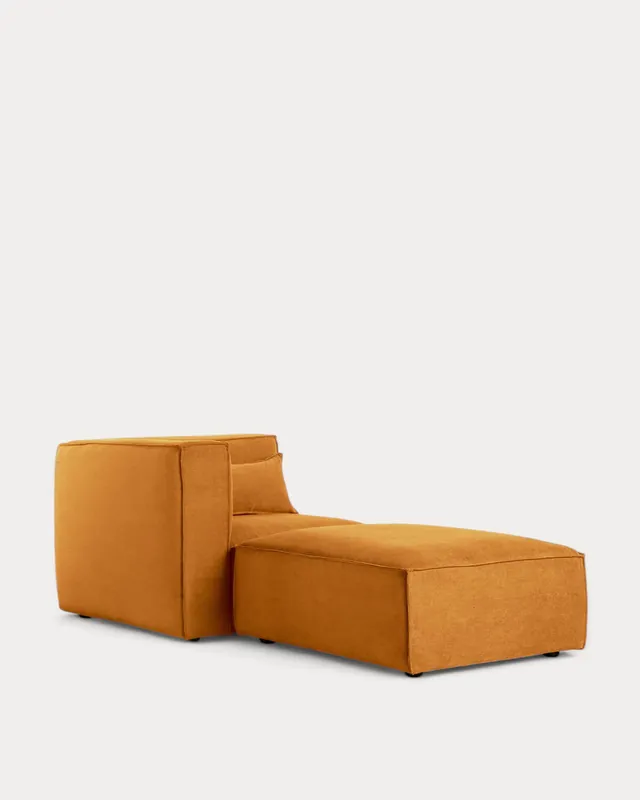 Poltrona Angolare Modulare con Pouf in Velluto a Coste Kilhe