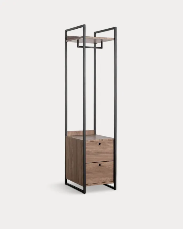 Appendiabiti da Terra con due Cassetti in Metallo e Legno (180x40 cm) Mirey