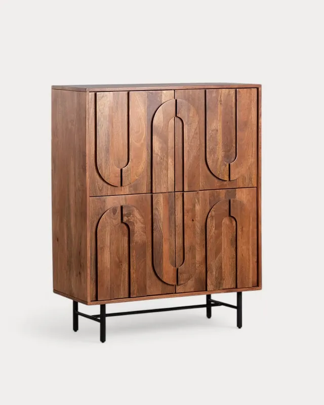 Mobile Bar 90x40 cm in Legno di Mango Lenan