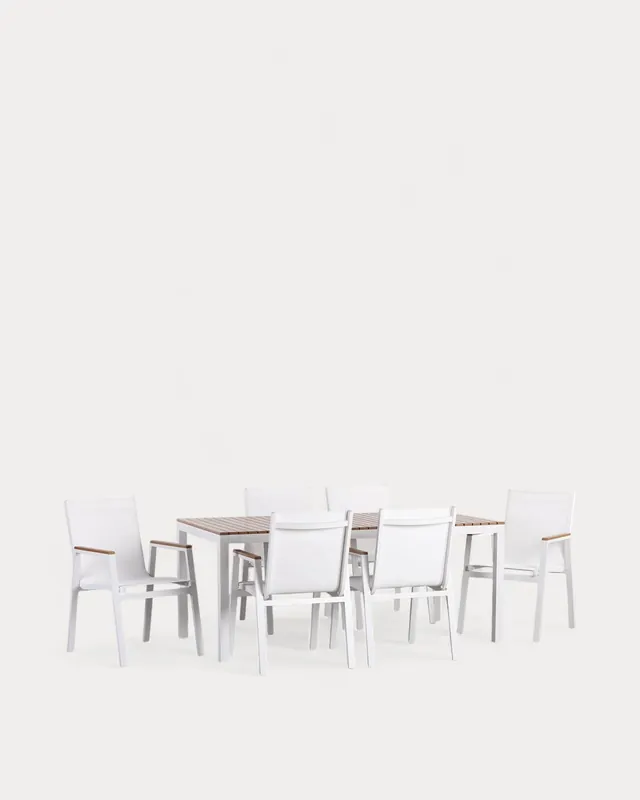 Set di Tavolo (180x90 cm) e 6 Sedie da Esterno in Alluminio Korce