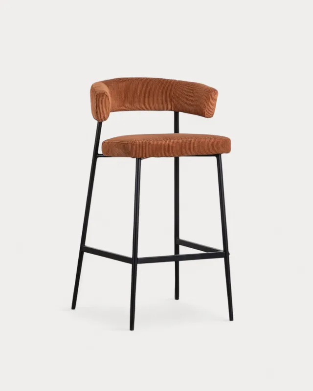 Sgabello Alto in Metallo e Velluto a Coste (74 cm) Eloise
