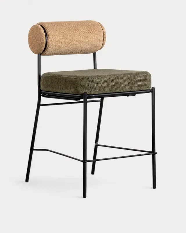 Sgabello alto Elin in tessuto e metallo (65 cm)