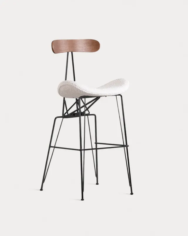 Sgabello alto Brunela in tessuto e legno (75 cm)