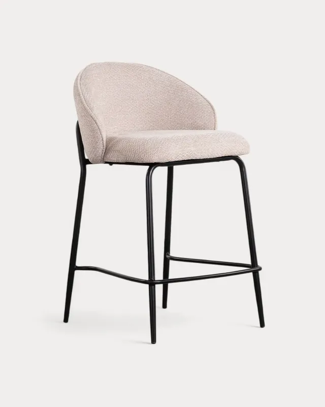 Confezione da 2 sgabelli alti in tessuto e metallo (65 cm) Emna