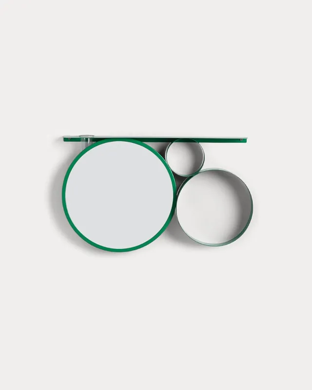 Specchio da Parete con Ripiano in Metallo (Ø28 cm) Elara