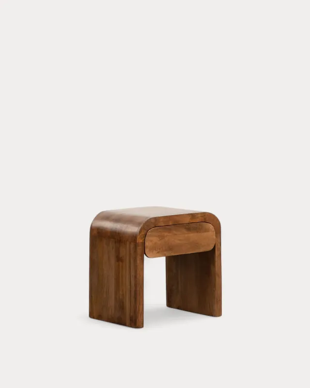 Pack da 2 Comodini con Cassetto in Legno di Mango (47x35 cm) Vanile