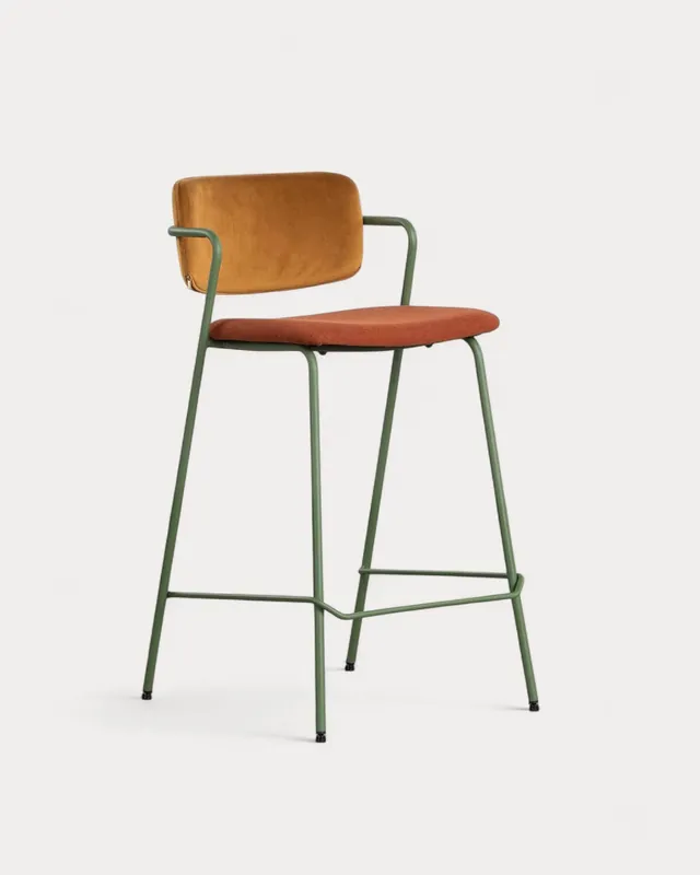 Pack 4 Sgabelli Alti in Velluto e Tessuto (65 cm) Irun