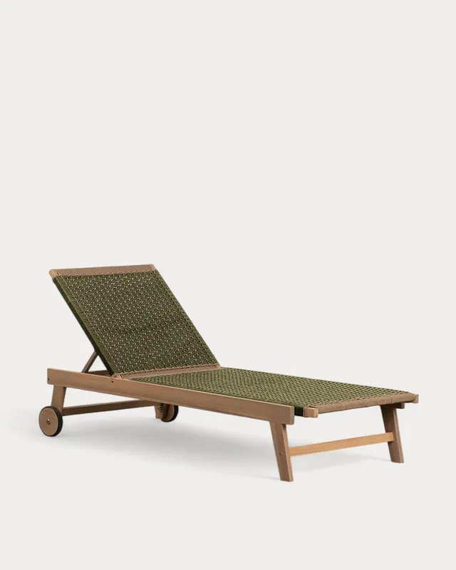 Lettino con Ruote in Legno di Acacia e Corda Mirle