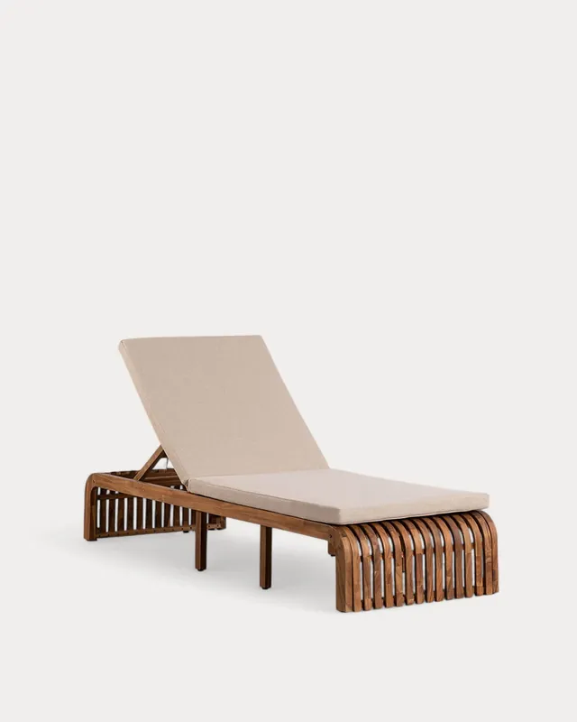 Pack da 2 Lettini Reclinabili in Legno di Acacia con Cuscino Hazan