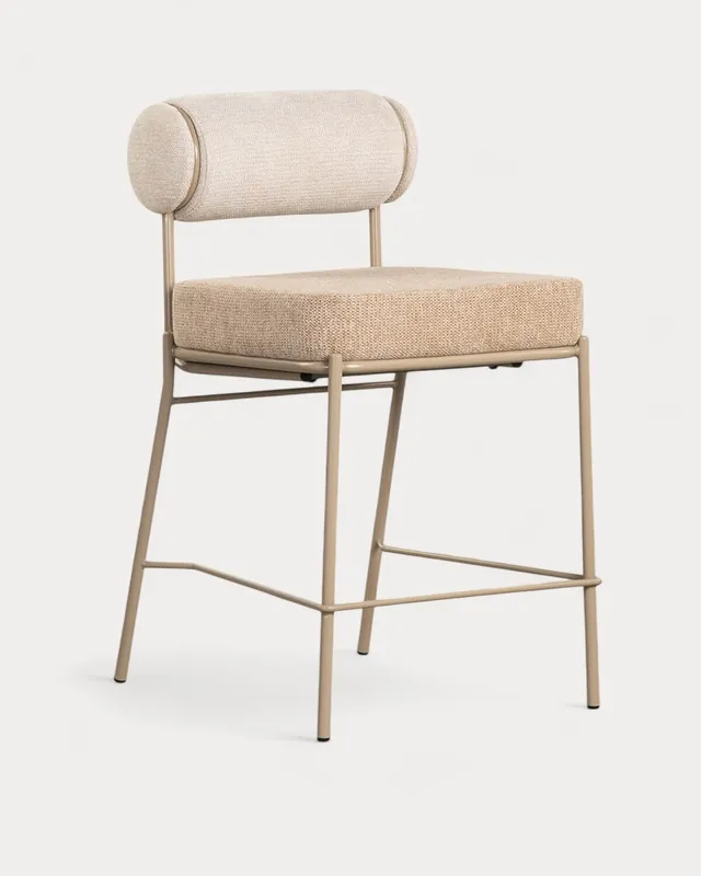 Sgabello alto Elin in tessuto morbido e metallo (65 cm)