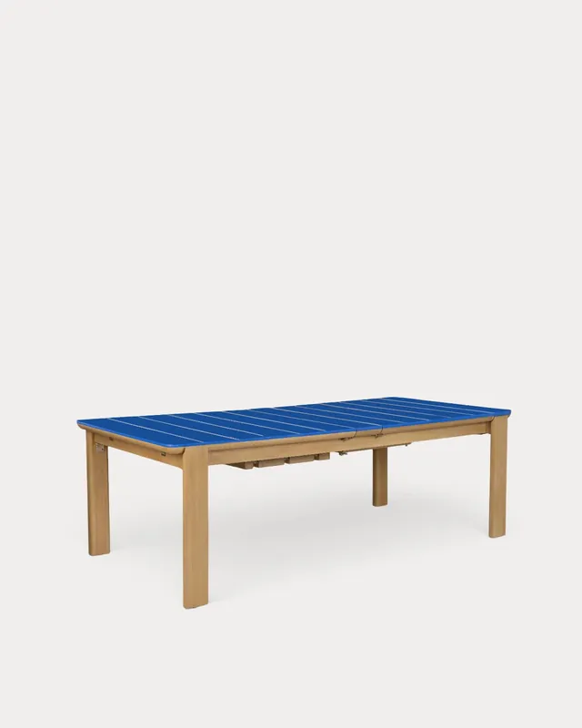 Tavolo da Esterno Rettangolare Allungabile in Cemento e Legno di Acacia (225-330x100 cm) Ubel