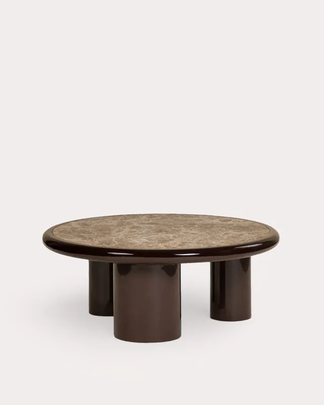 Tavolino Rotondo in Marmo e Legno (Ø90 cm) Hellie