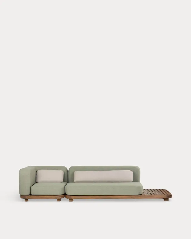 Set di Divani da Giardino Modulari da 2 Pezzi Modulo Divano e Modulo Angolare in Legno di Acacia e Tessuto Redik
