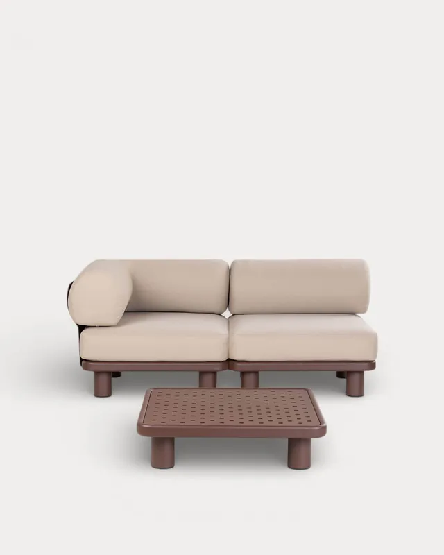 Set da Giardino con Modulo Angolare, Modulo centrale e Tavolino in Alluminio e Tessuto Lantana