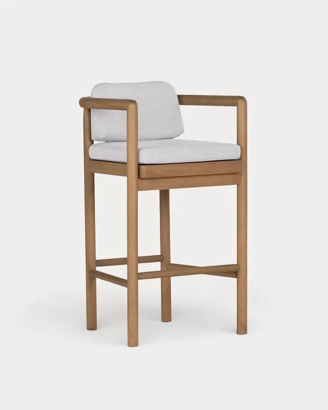 Set di 2 sgabelli alti in legno di eucalipto e tessuto (75 cm) Elnes