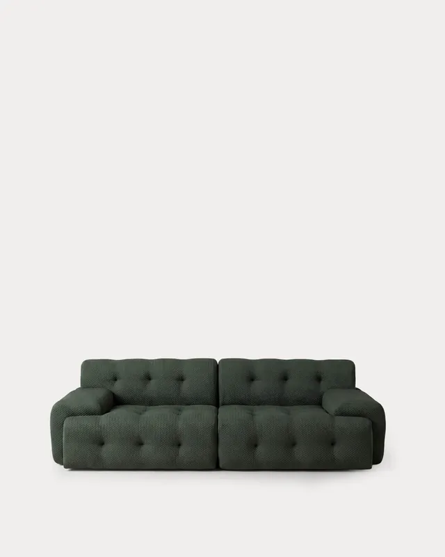 Divano ModulareSottovuoto 2 Pezzi Modulo Angolare e Modulo Centrale con Modulo Pouf in Tessuto Nahual