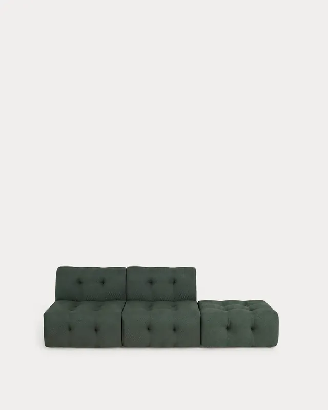 Divano Modulare Sottovuoto 2 Pezzi con Modulo Centrale e Modulo Pouf in Tessuto Nahual