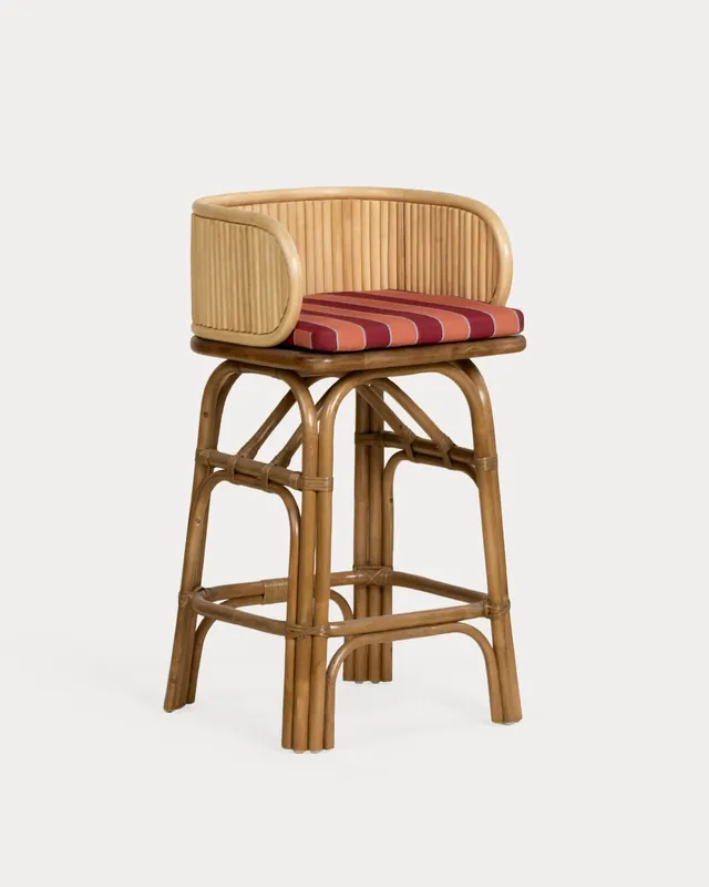 Pack 2 Sgabelli Alti da Esterno in Rattan Naturale (75 cm) Dozza