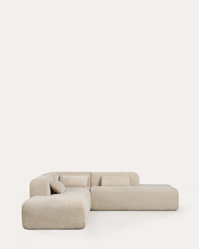 Divano Modulare a 3 Pezzi confezionato Sottovuoto con 2 Moduli Chaise Longue e Modulo Angolare in Tessuto Rhys