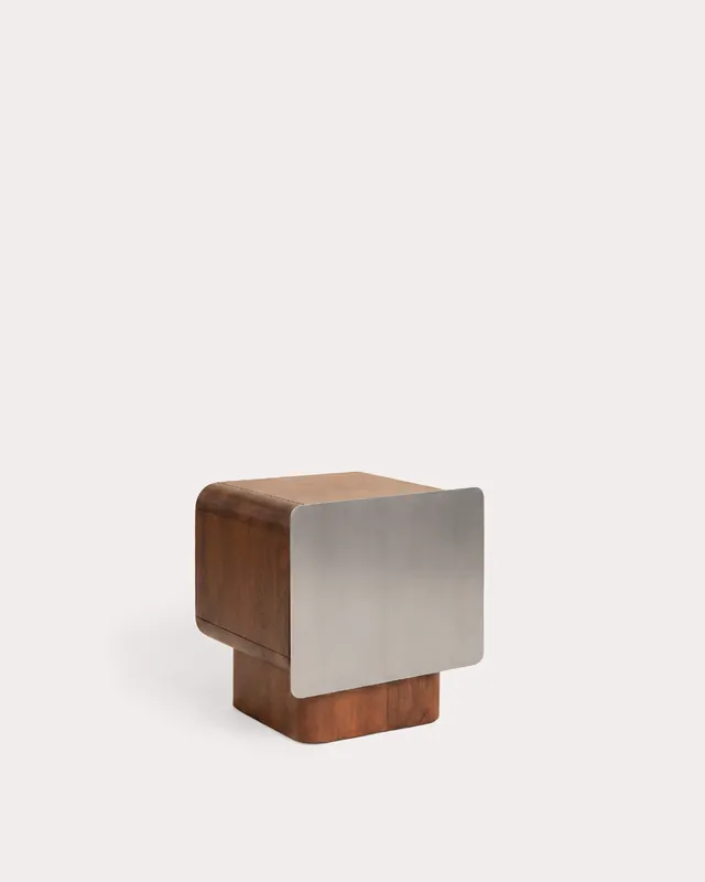 Pack 2 comodini con cassetto 50x45 cm in legno di mango e metallo Arties