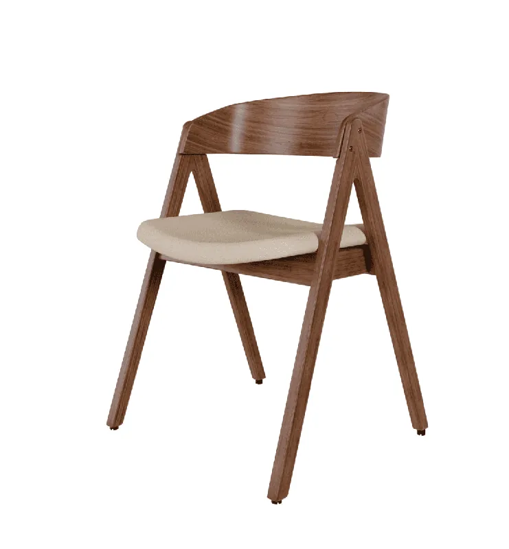 Sedia INA NOGAL in legno noce e tessuto | beige | grigio chiaro