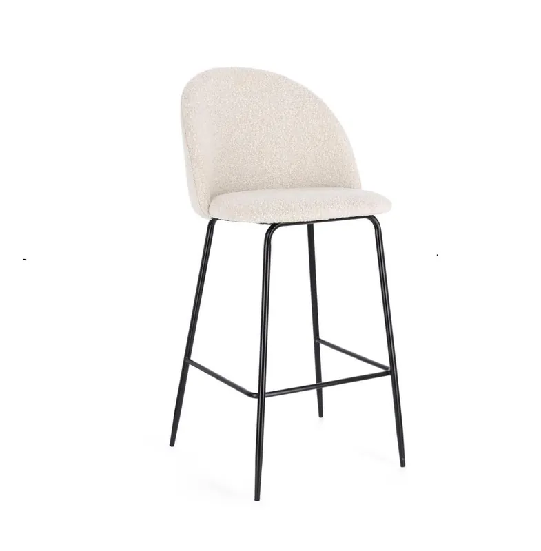 Set 2 Sgabello bar Minnie nero e bouclè avorio h75cm