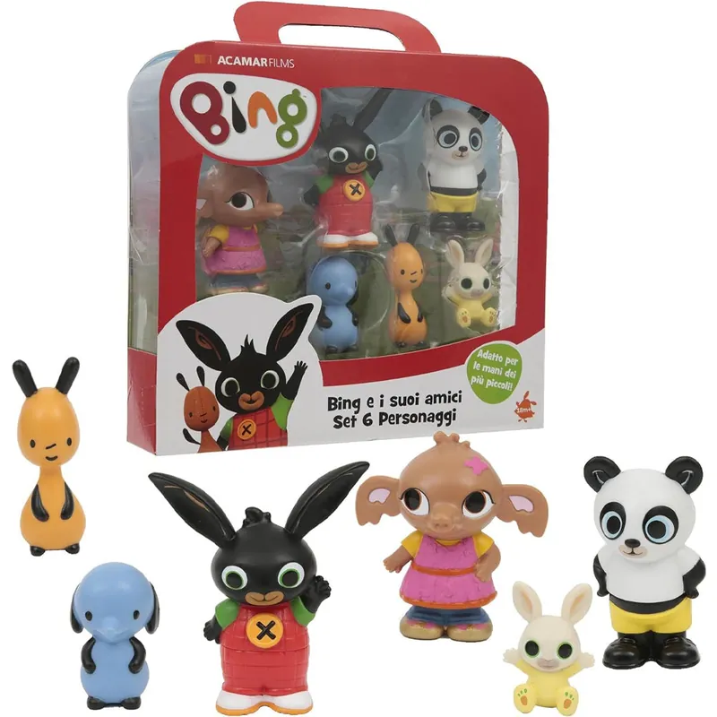 Bing Set 6 Mini Personaggi con Valigetta Gioco Ideali per Bambini Idea Regalo