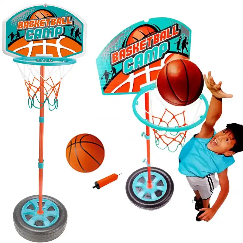 Basket Canestro Piantana Giocattolo Bambini Regolabile con Pallone e Gonfiatore