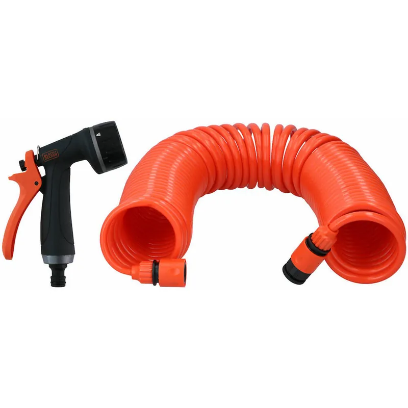 BLACK+DECKER Tubo a Spirale per Irrigazione Giardino Raccordi 1\\/2 Lunghezza 15m