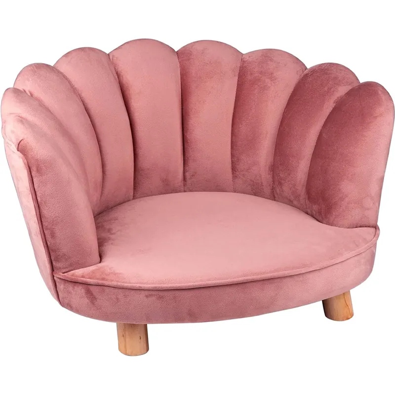Cuccia Poltrona per Cani e Gatti Sedia Animali Domestici Rosa Velluto Max. 80kg