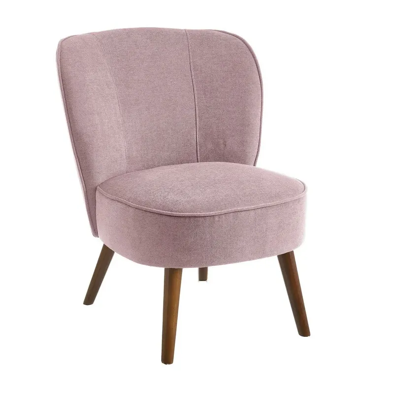 Poltrona Relax in Legno e Tessuto Colore Malva Rosa Modello Kansas 59x66x75H cm