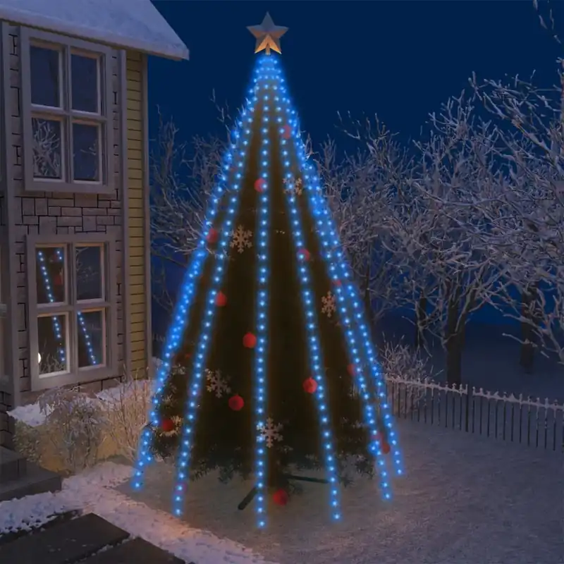 Mantello Natalizio Luci per Albero 500 LED Blu 500 cm Interno Esterno