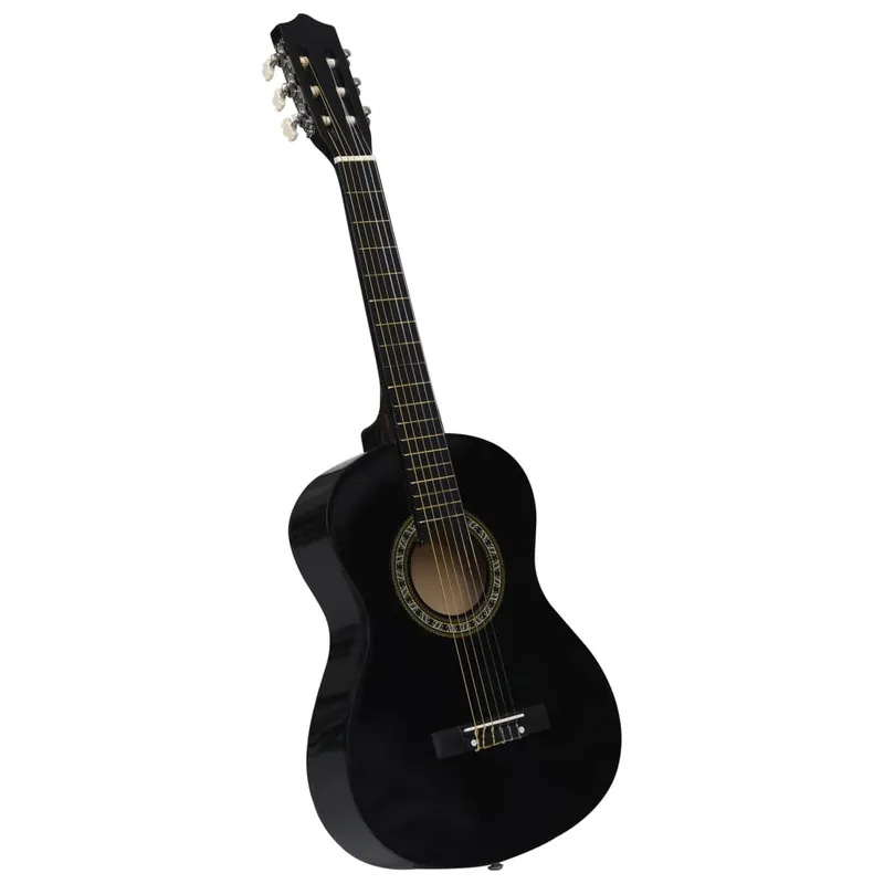 Chitarra Classica Acustica per Principianti e Bambini Nera 1\\/2 34 in Legno