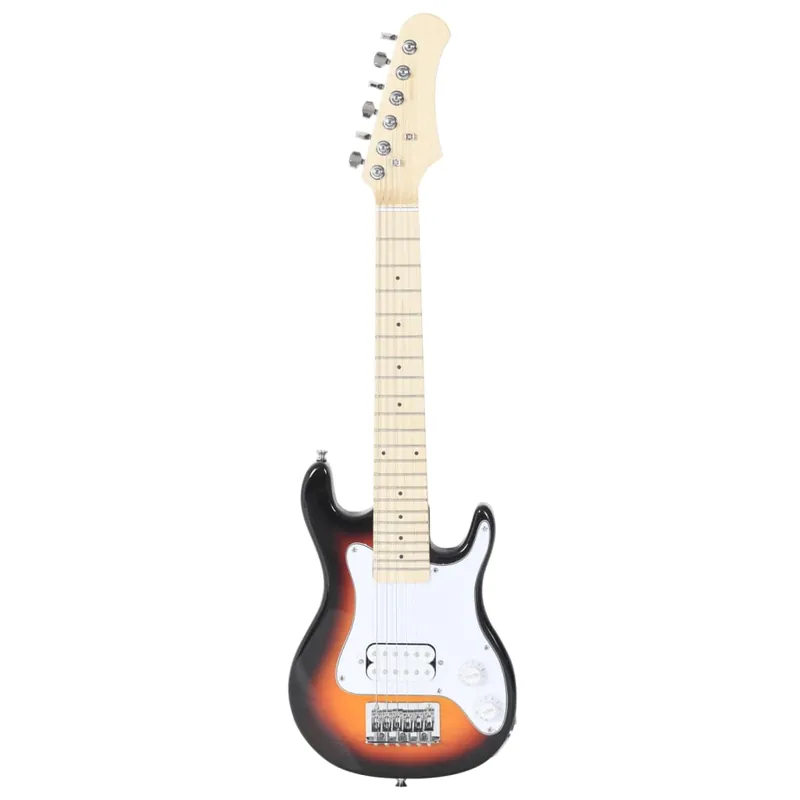 Chitarra Elettrica Bambini con Custodia e Accessori Marrone e Bianca 3\\/4 30\\"