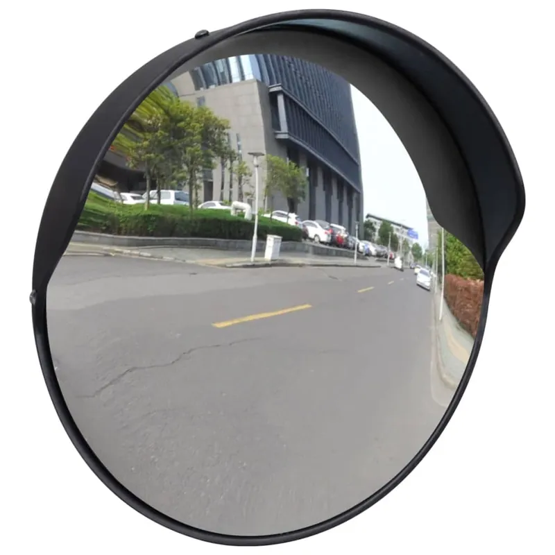 Specchio per Traffico Stradale Convesso Nero Plastica PC per Esterni 30 cm