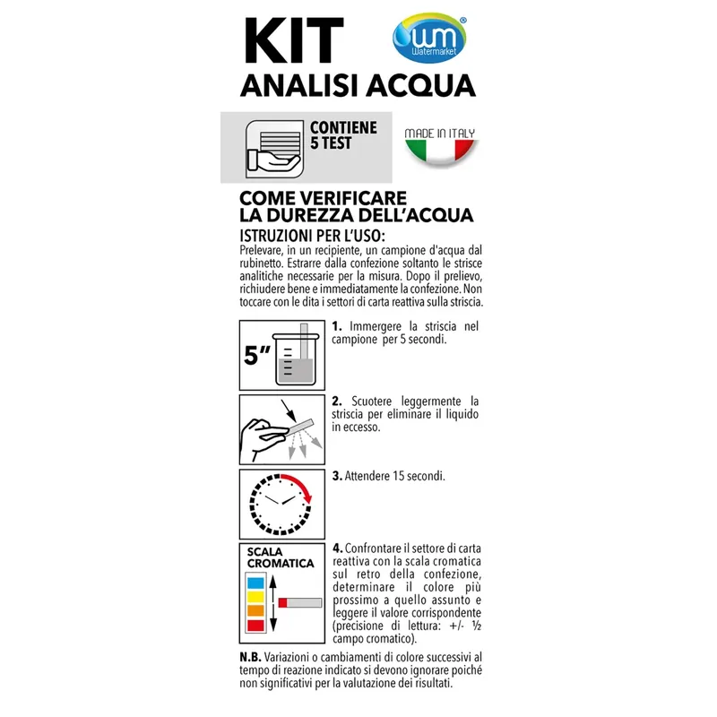 Kit Test durezza acqua 5 pz