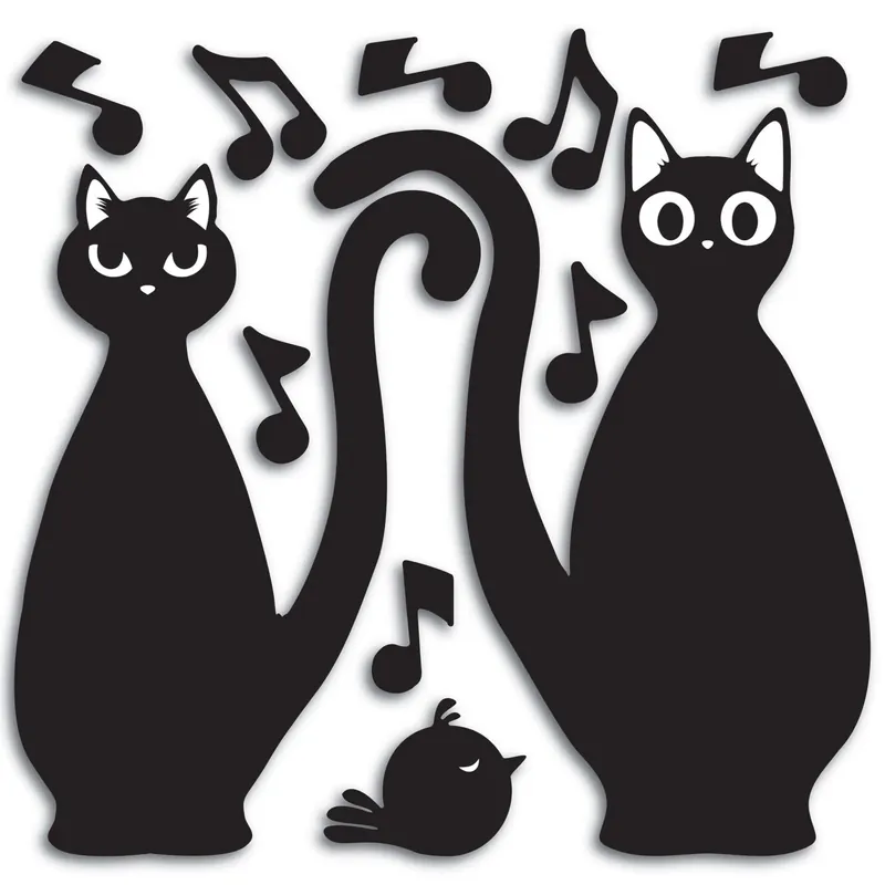 Adesivo decorativo in gomma Cat Silhouette 31x31 cm
