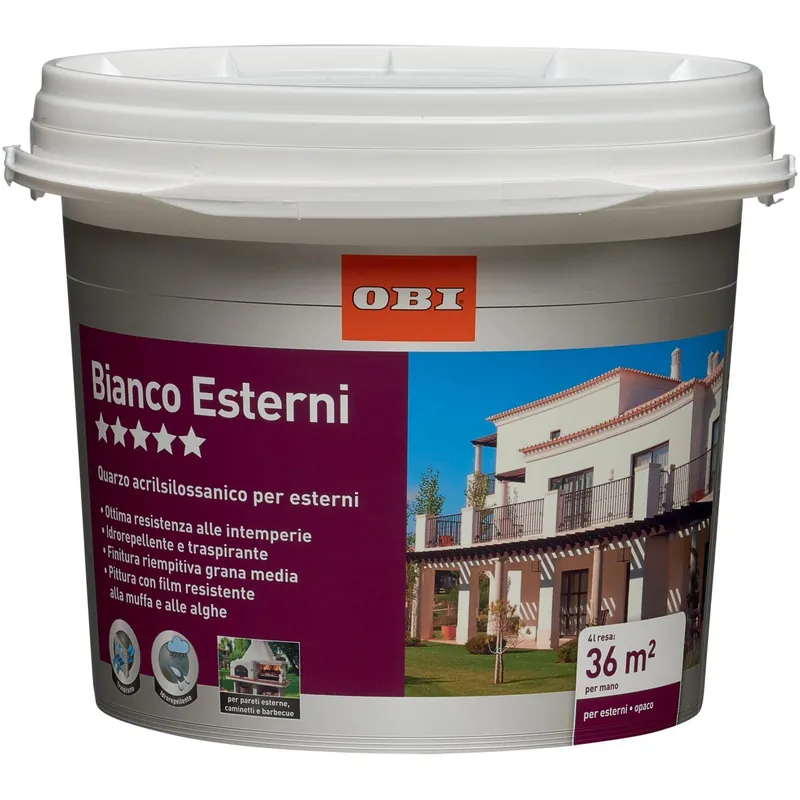 OBI Bianco Esterni Quarzo idropittura traspirante 4 l