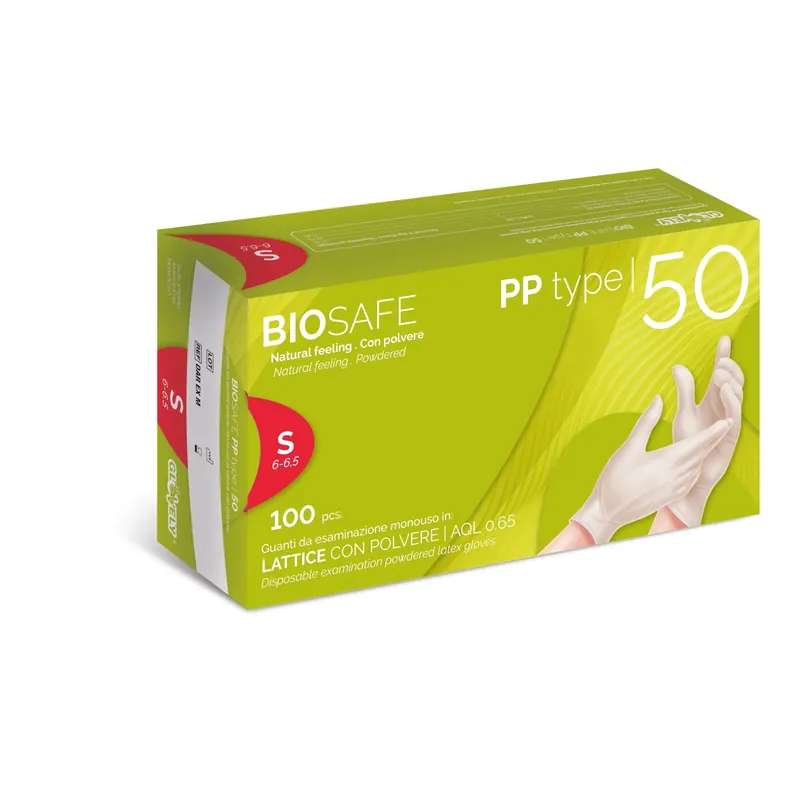 Guanto in lattice con polvere tg S 100 pz