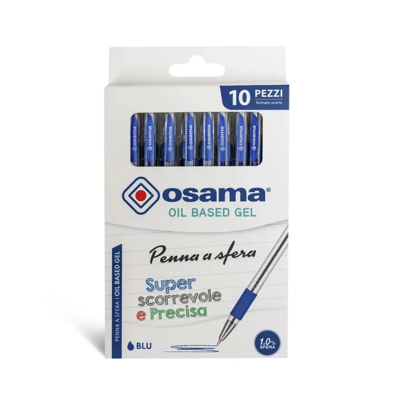 Penna a sfera a scatto OSAMA OBG 10 pz inchiostro blu