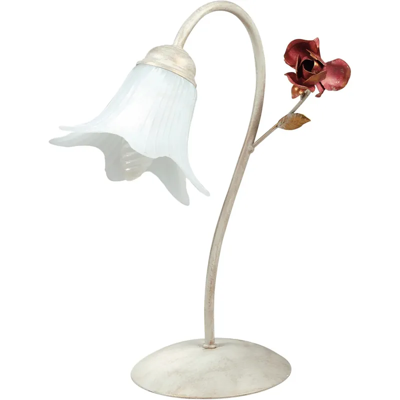 Lampada da tavolo Rose rosso e avorio